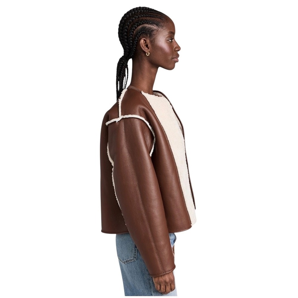 Splendid x Cella Jane Reversible Faux Shearling Toggle Jacket Brown Cream Womens - Picture 10 of 13